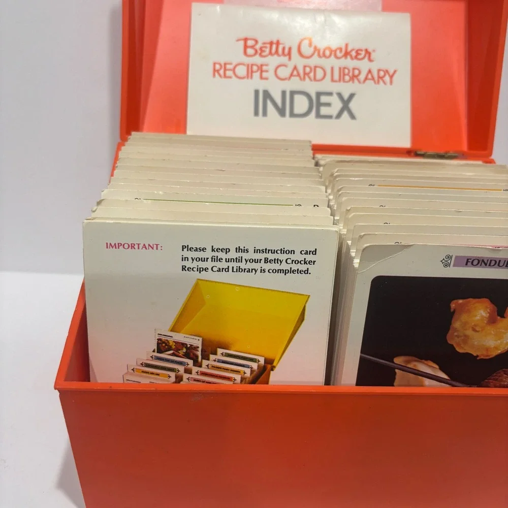 Vintage 1971 Betty Crocker Recipe Card Library Orange Box Mid Century Modern